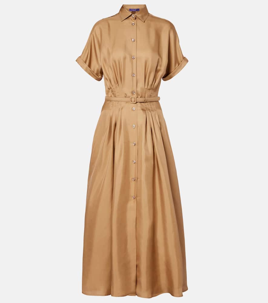 Ralph Lauren Donatella Short-sleeve Midi Dress In Brown