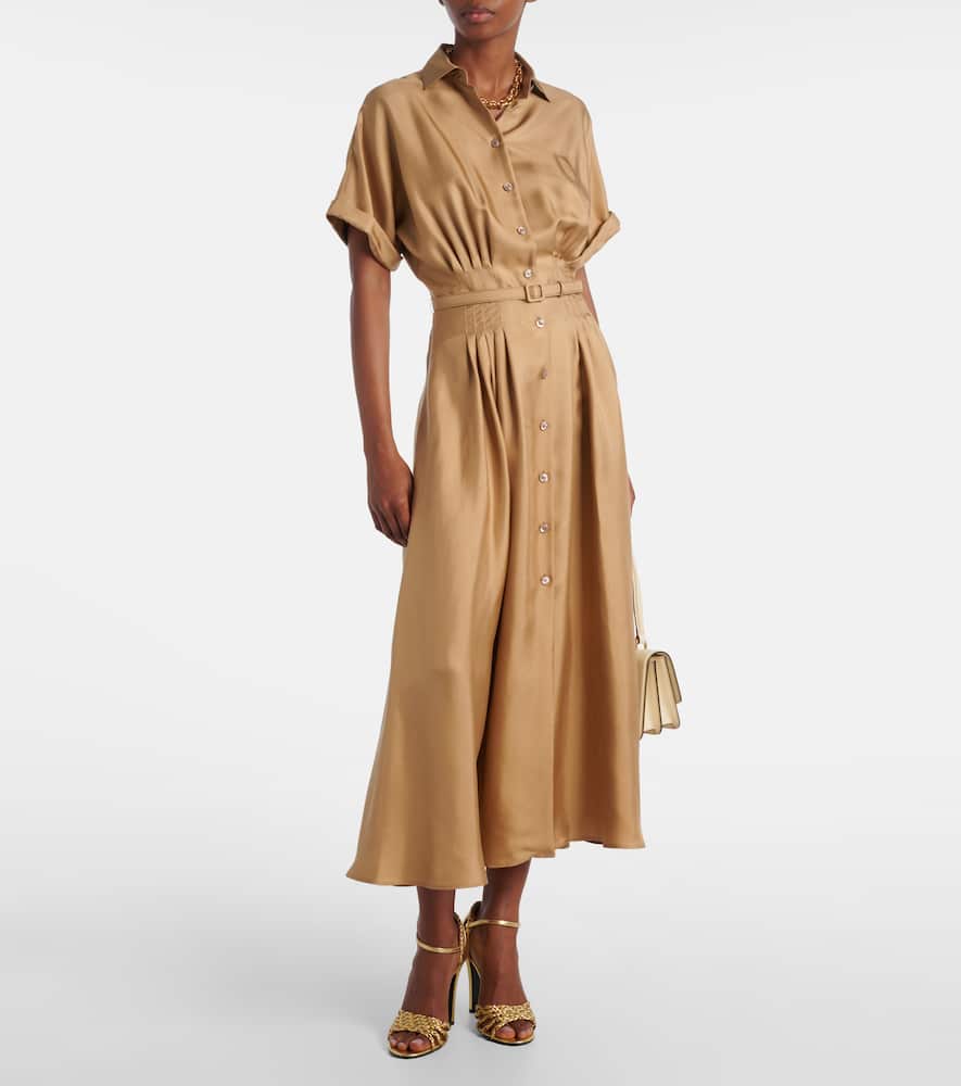 Ralph Lauren Donatella Short-sleeve Midi Dress In Brown