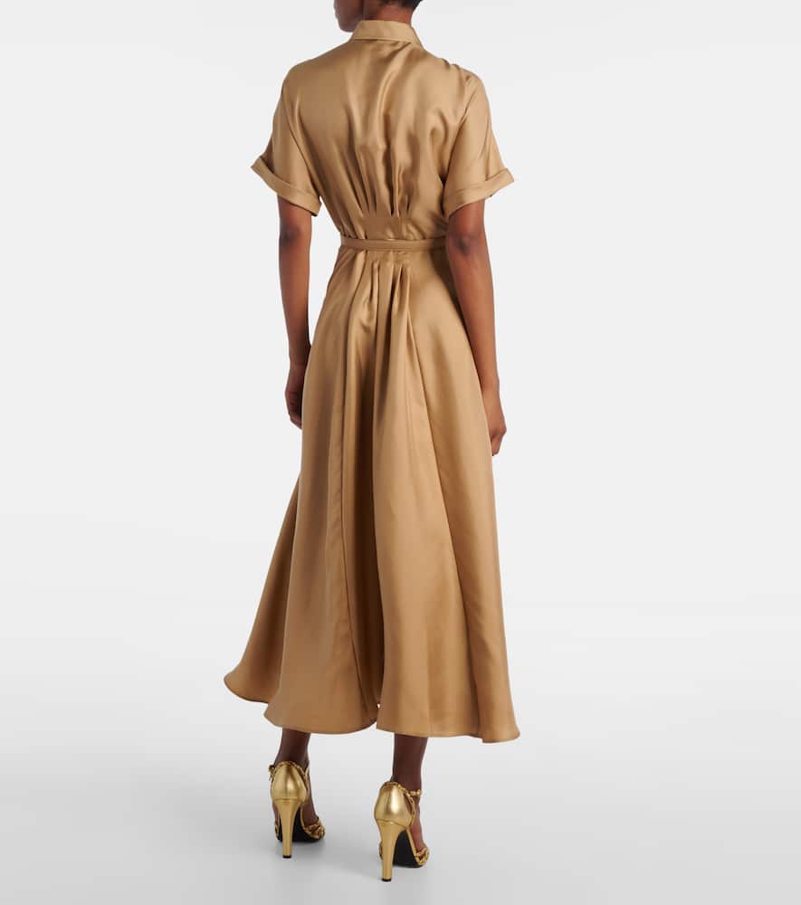 Ralph Lauren Donatella Short-sleeve Midi Dress In Brown