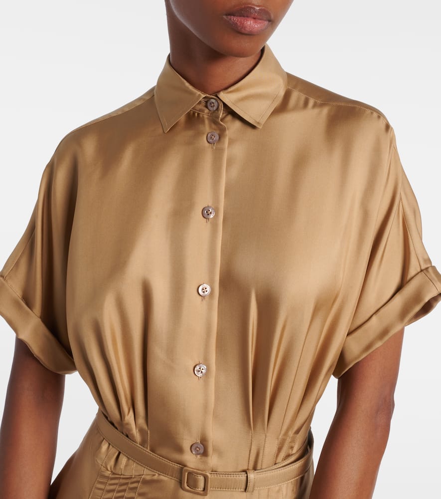 Ralph Lauren Donatella Short-sleeve Midi Dress In Brown