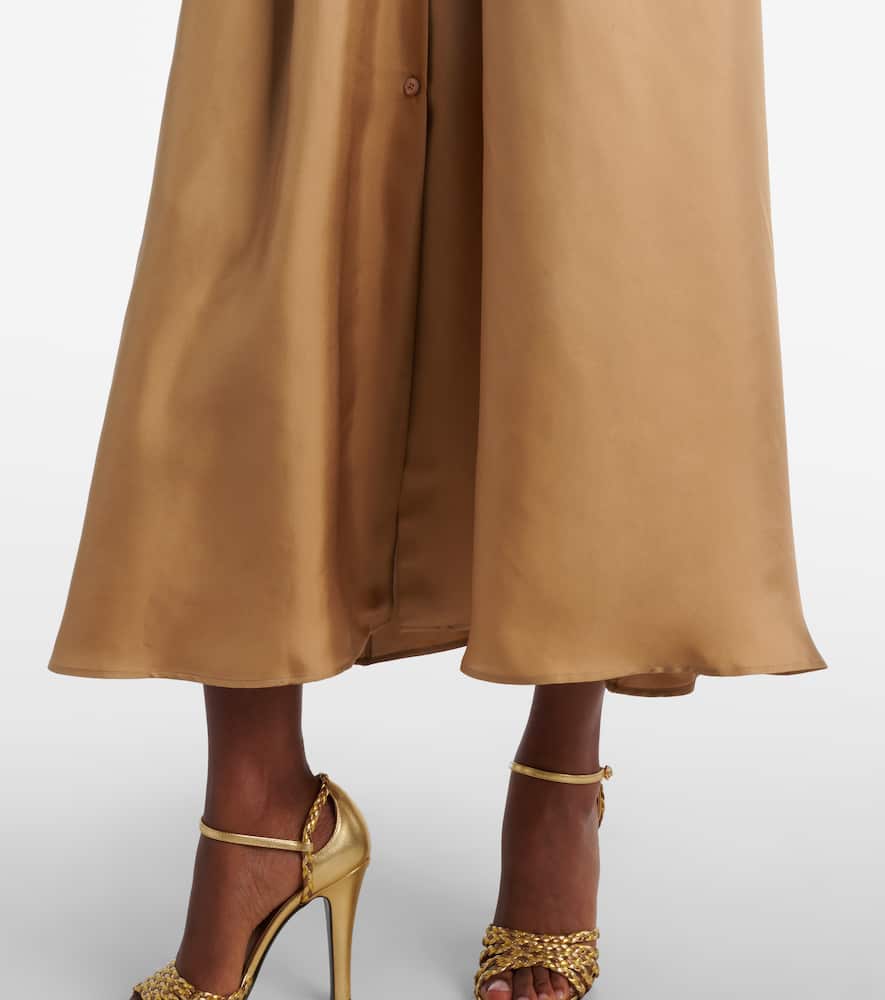 Ralph Lauren Donatella Short-sleeve Midi Dress In Brown
