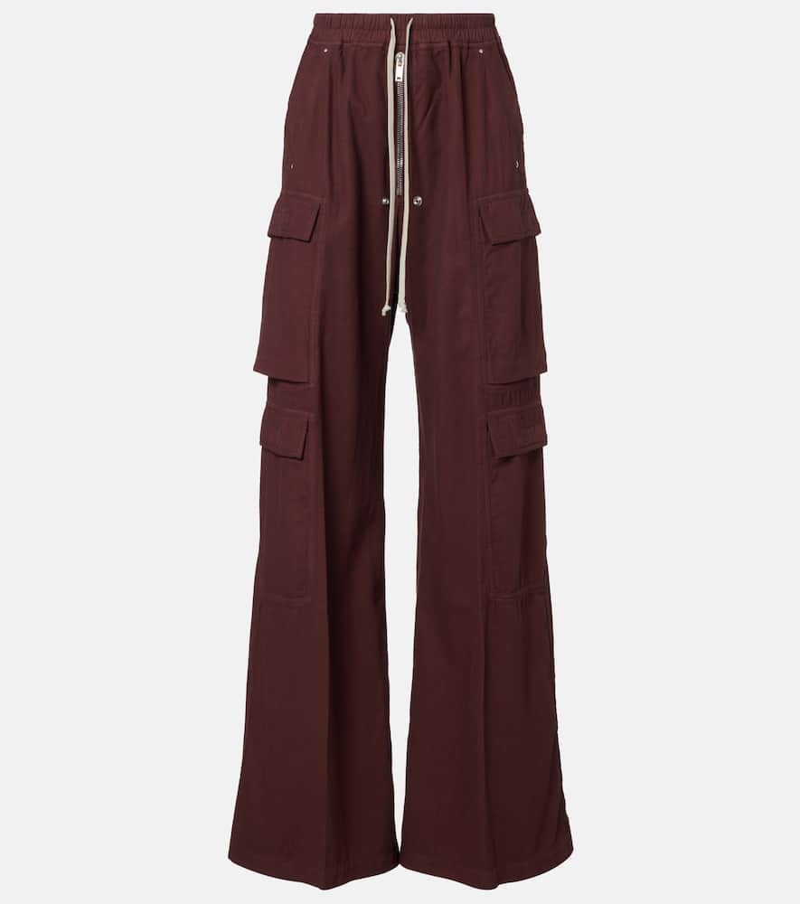 Rick Owens Drkshdw Jumbo Bela Cotton Flannel Cargo Pants In Brown