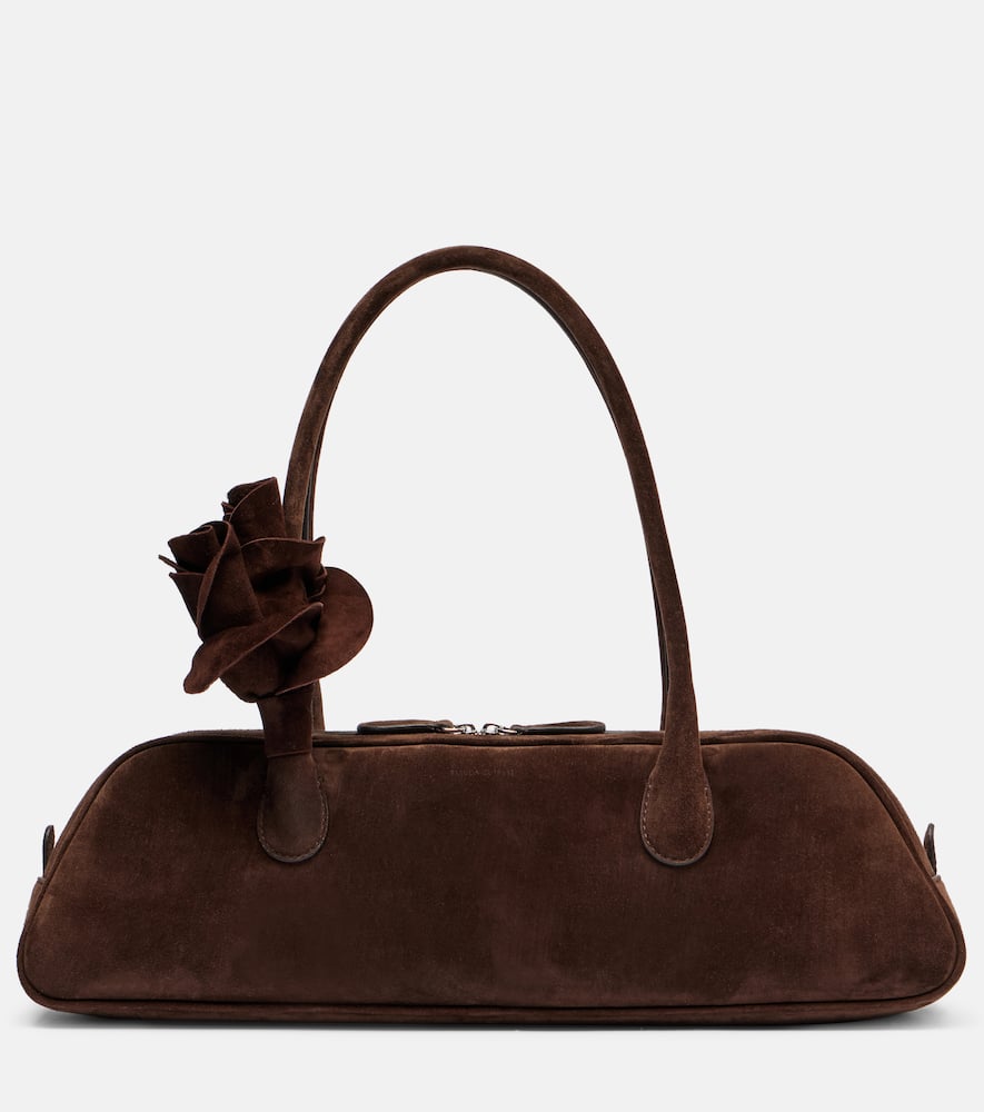 Magda Butrym Briggitte Rose-embellished Suede Tote Bag In Brown