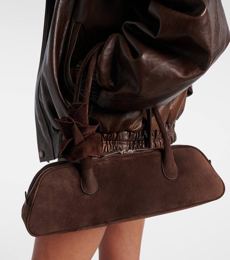 Magda Butrym Briggitte Rose-embellished Suede Tote Bag In Brown