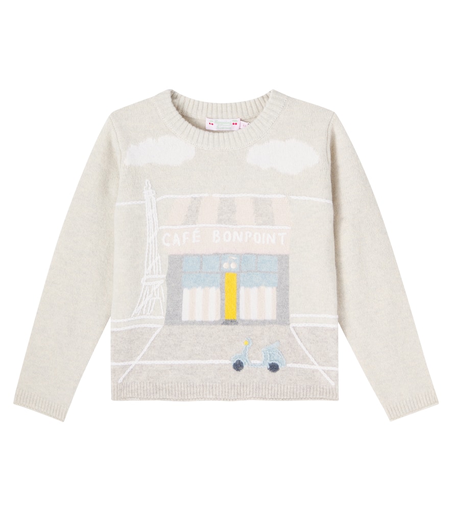 Bonpoint Jodora Embroidered Wool Sweater In Neutral