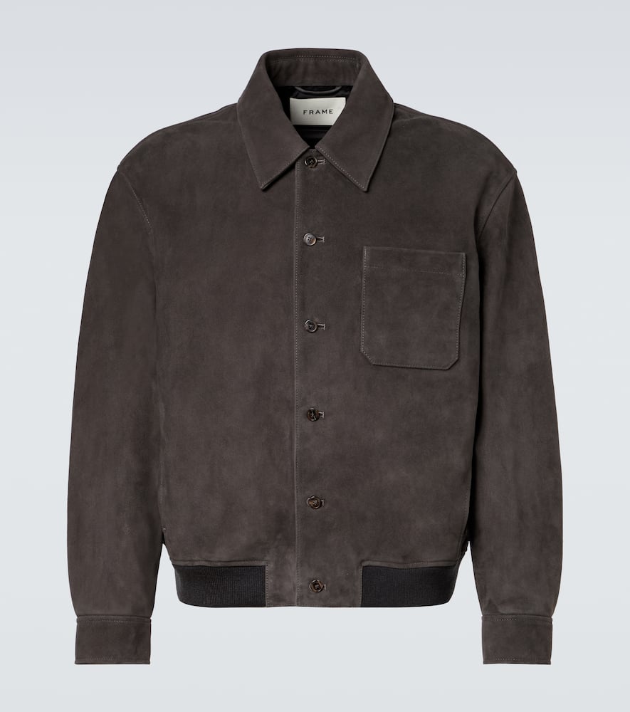 Frame Suede Bomber Jacket In Gray