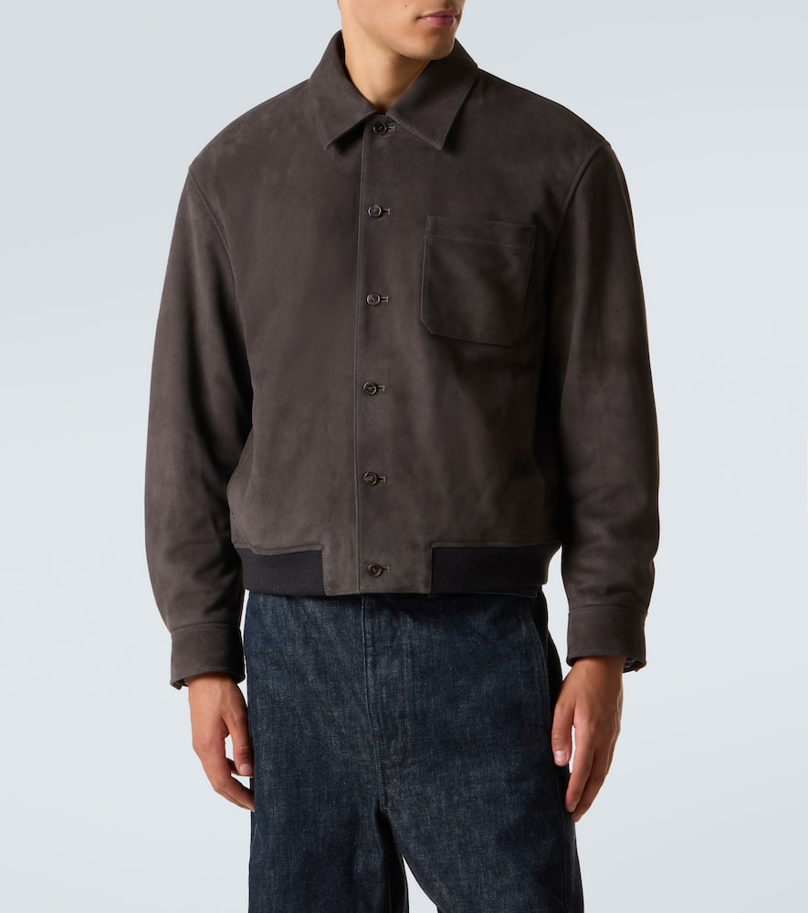 Frame Suede Bomber Jacket In Gray