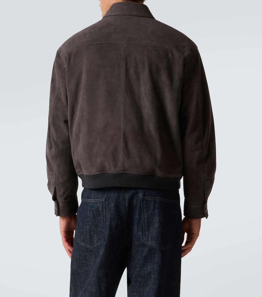Frame Suede Bomber Jacket In Gray