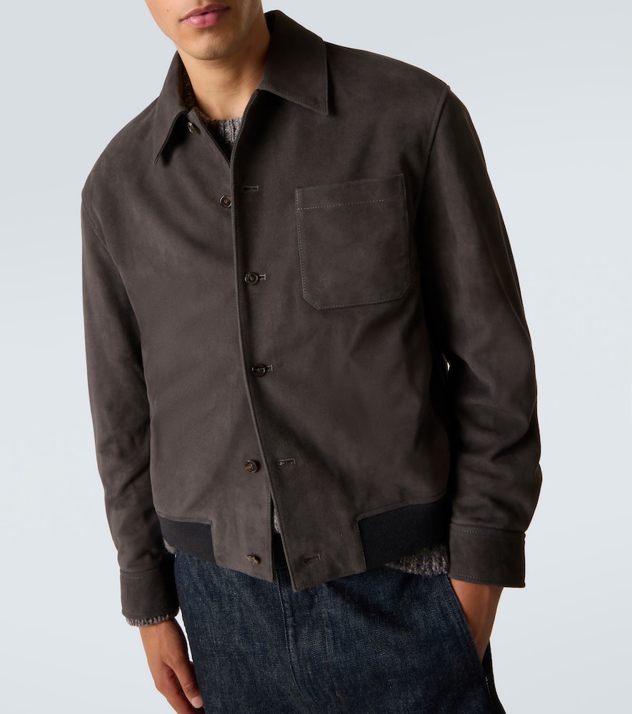 Frame Suede Bomber Jacket In Gray