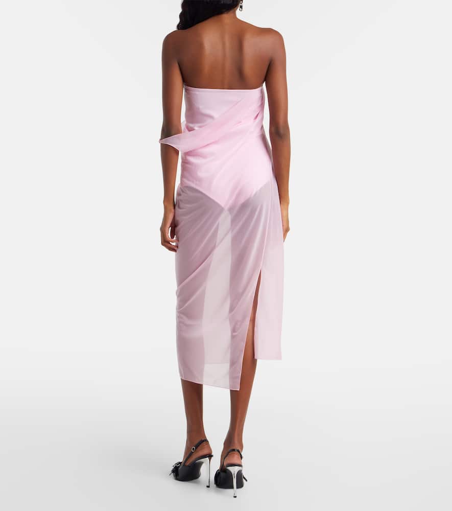 Courrèges Courreges Draped Sheer Jersey Crepe Midi Dress In Pink