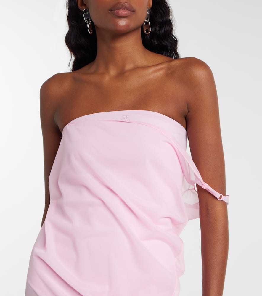 Courrèges Courreges Draped Sheer Jersey Crepe Midi Dress In Pink