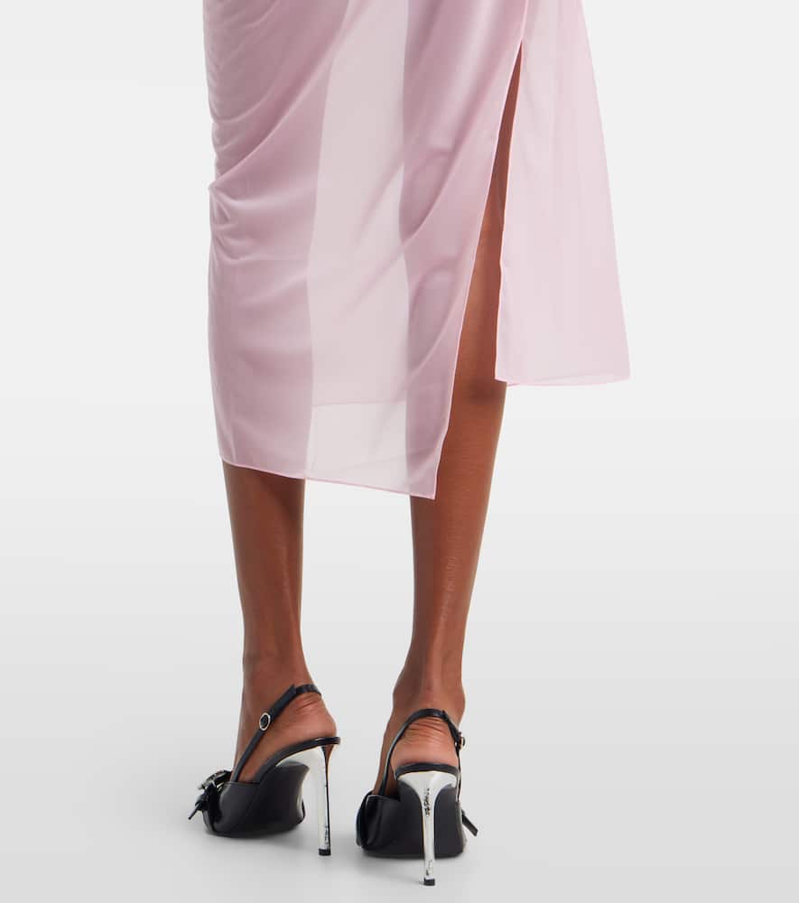 Courrèges Courreges Draped Sheer Jersey Crepe Midi Dress In Pink