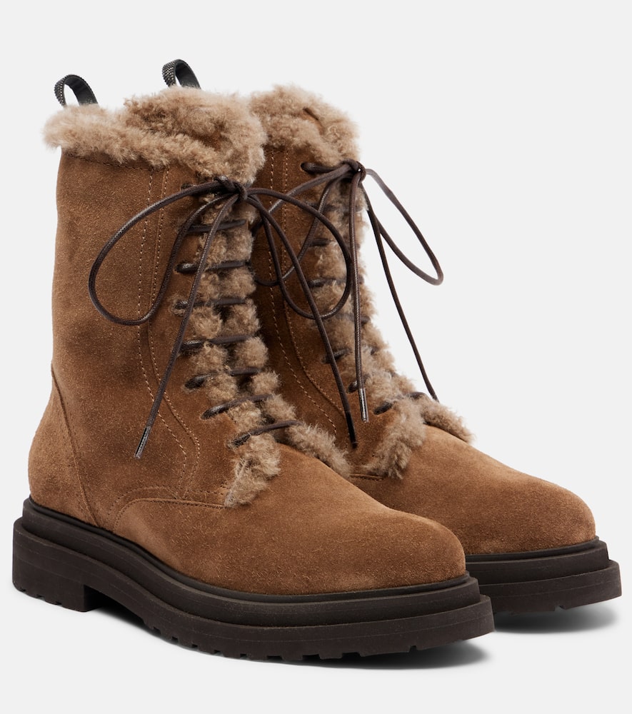 Monili shearling-lined suede combat boots