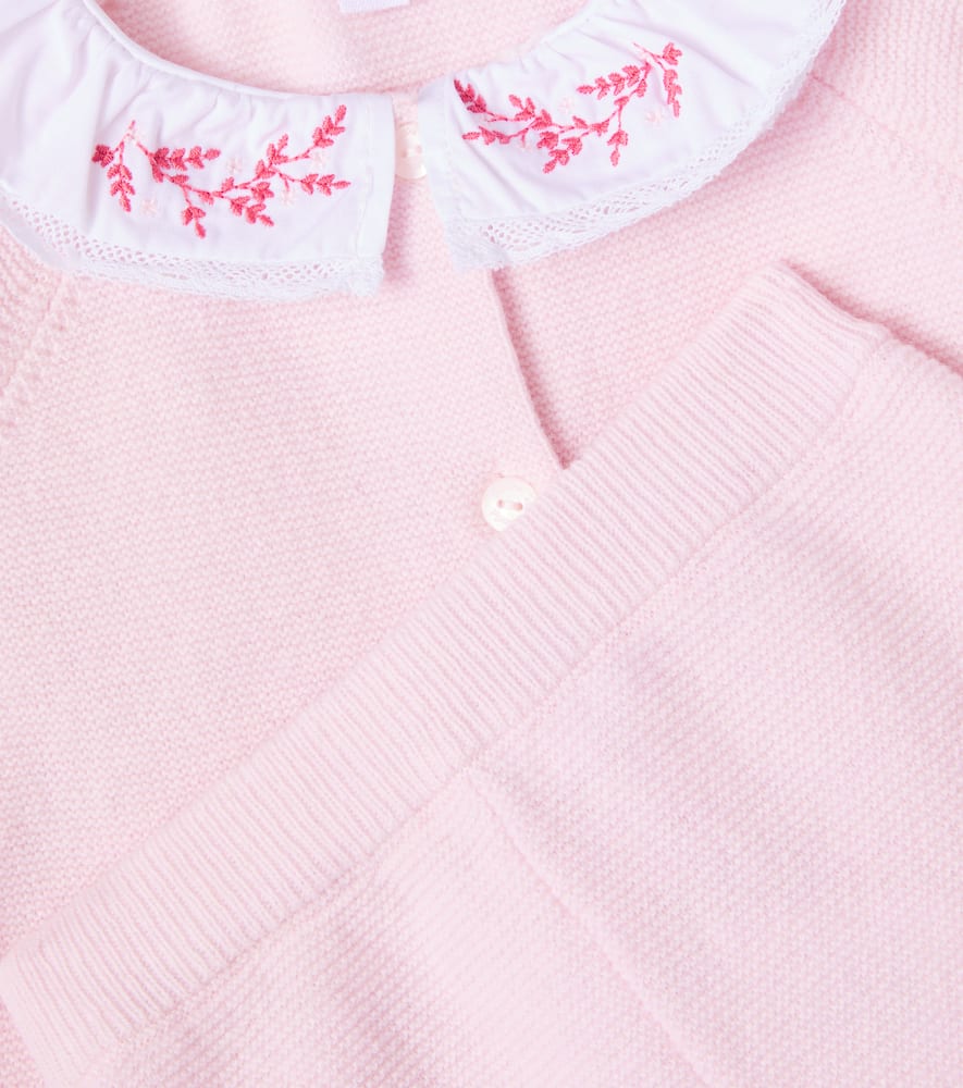 Tartine Et Chocolat Baby Knitted Cardigan And Pants Set In Pink