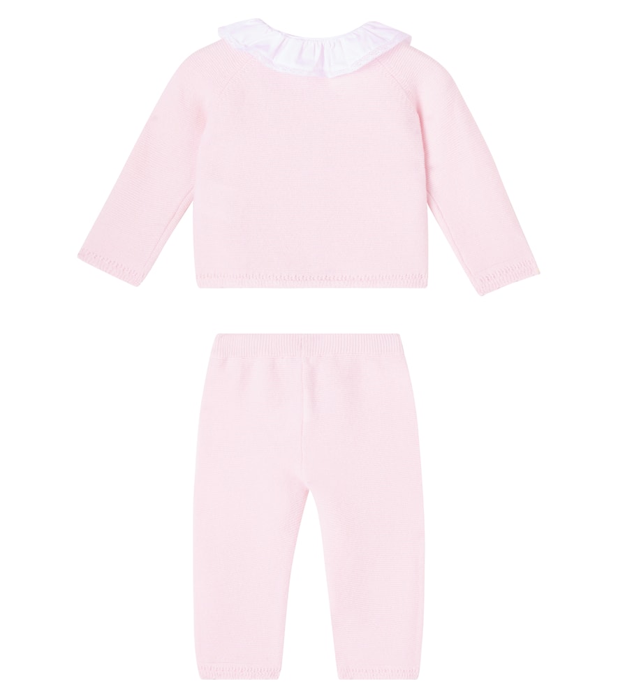 Tartine Et Chocolat Baby Knitted Cardigan And Pants Set In Pink