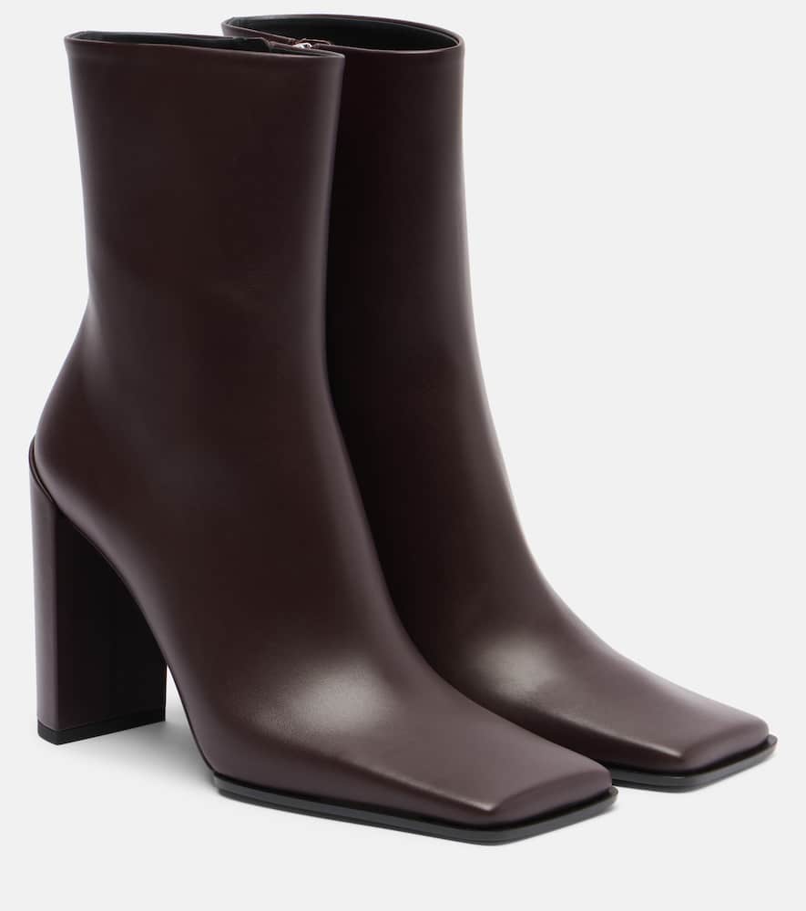 Alaïa Leather Square-toe Ankle Boots 90 In Brown