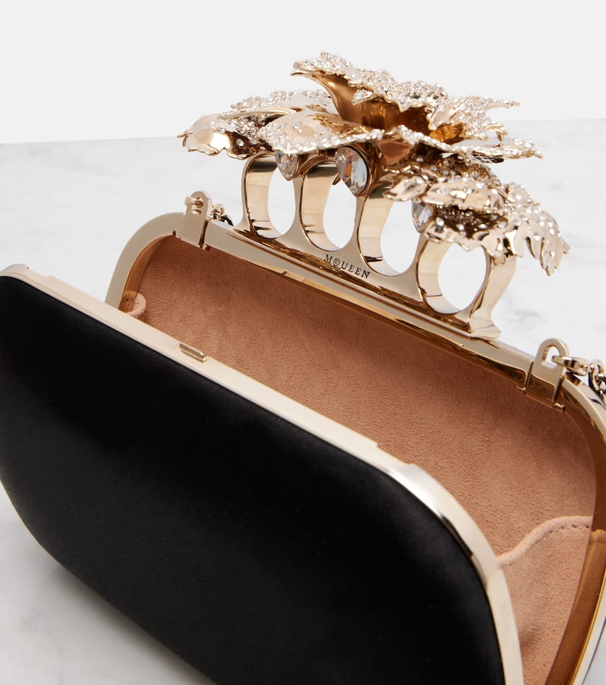 Alexander Mcqueen Knuckle Satin Clutch In Black