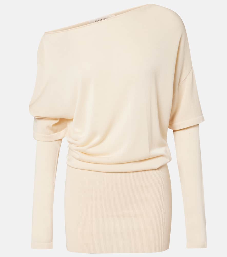 Aya Muse Rea Draped One-shoulder Minidress In Neutral