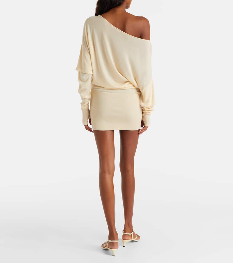 Aya Muse Rea Draped One-shoulder Minidress In Neutral