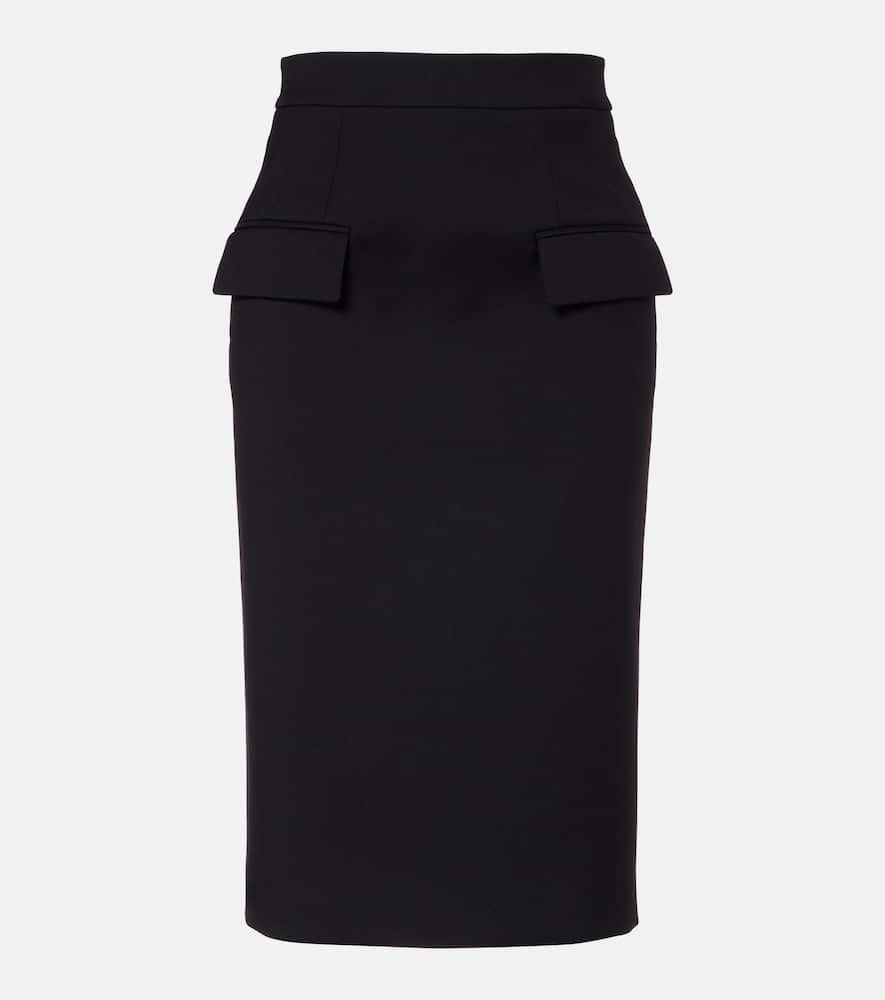 Alexander Mcqueen Mcqueen Dart Wool Stretch Gabardine Midi Skirt In Black