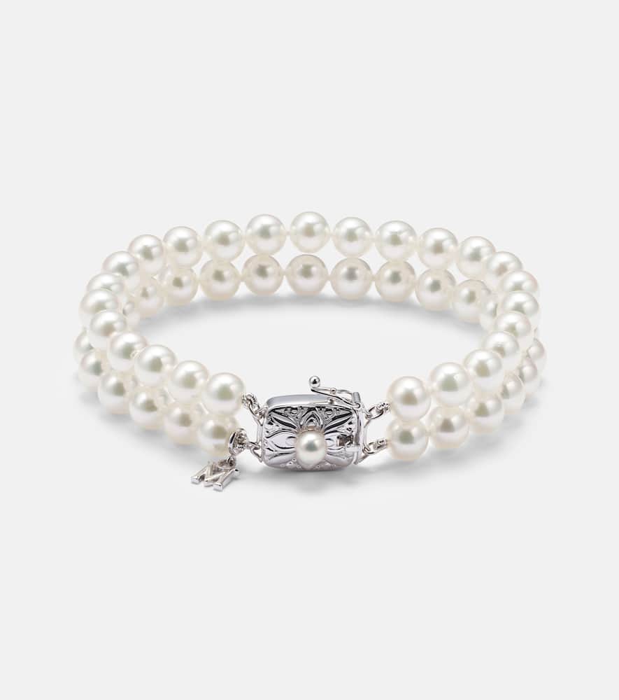 Mikimoto 18kt White Gold Bracelet With Pearls In Silver