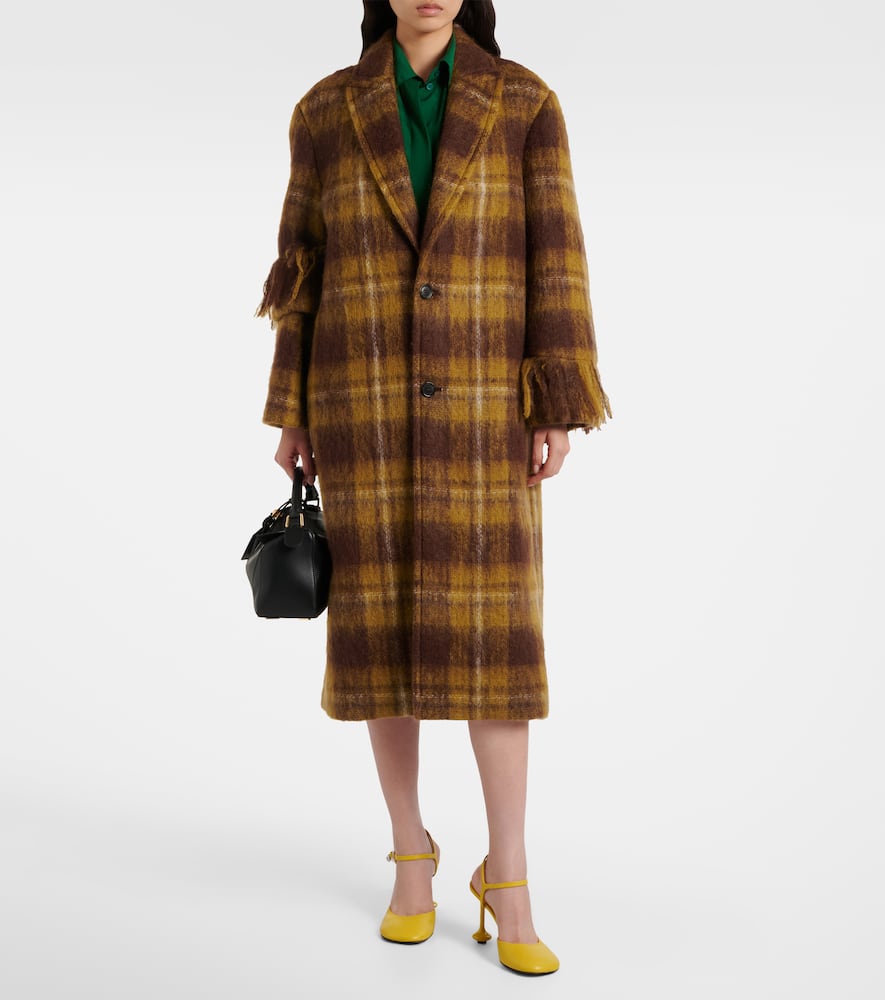 Loewe Fringed Mohair And Wool Coat In Brown