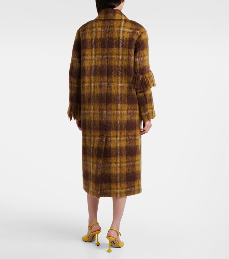 Loewe Fringed Mohair And Wool Coat In Brown