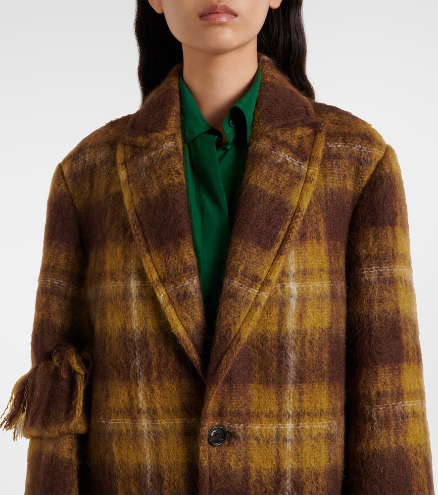 Loewe Fringed Mohair And Wool Coat In Brown