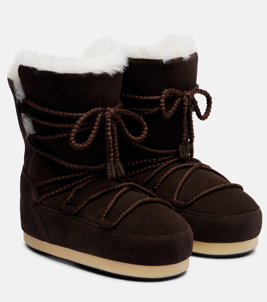 Moon Boot Evx Shearling-lined Suede Snow Boots In Brown
