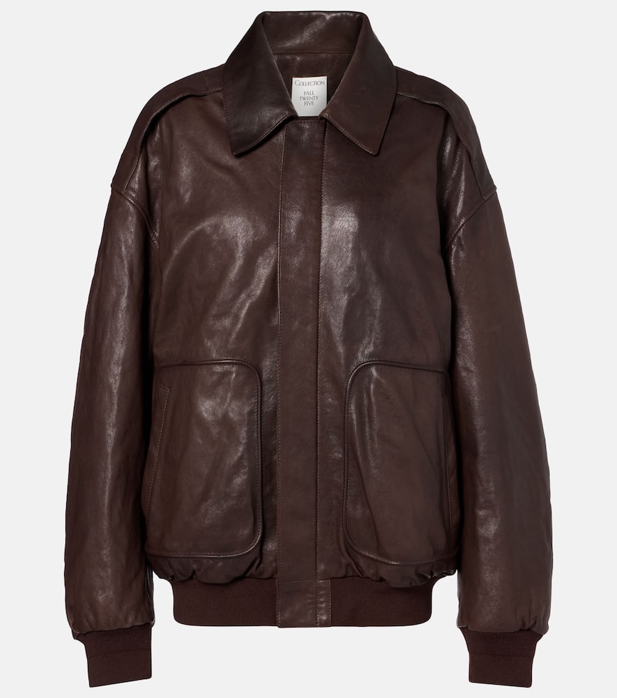 Calvin Klein Johnson Leather Bomber Jacket In Animal Print