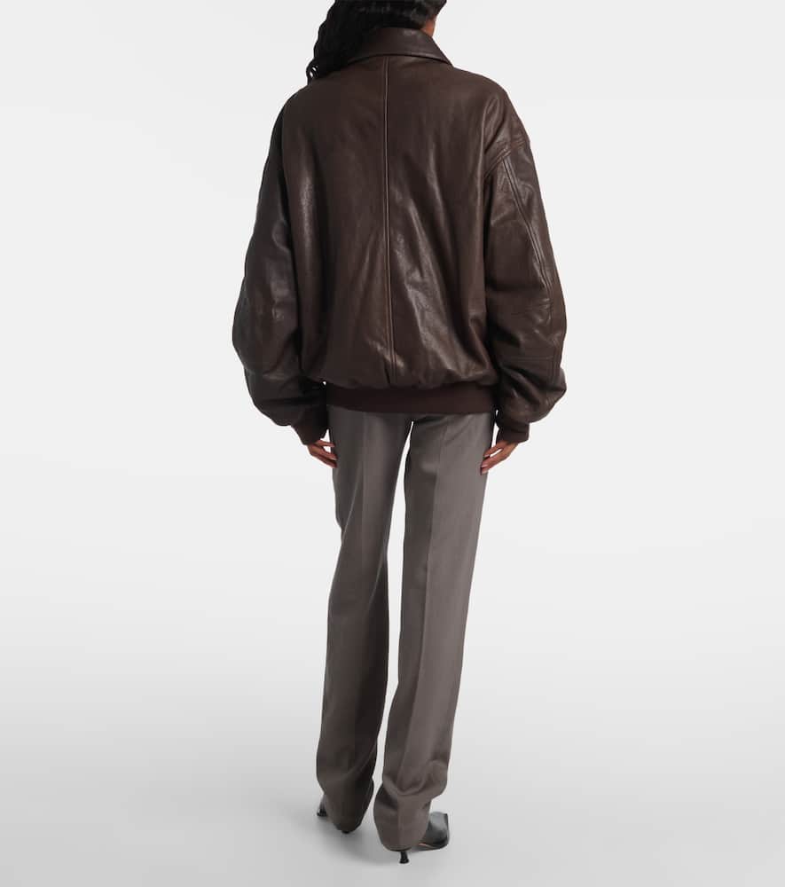 Calvin Klein Johnson Leather Bomber Jacket In Animal Print