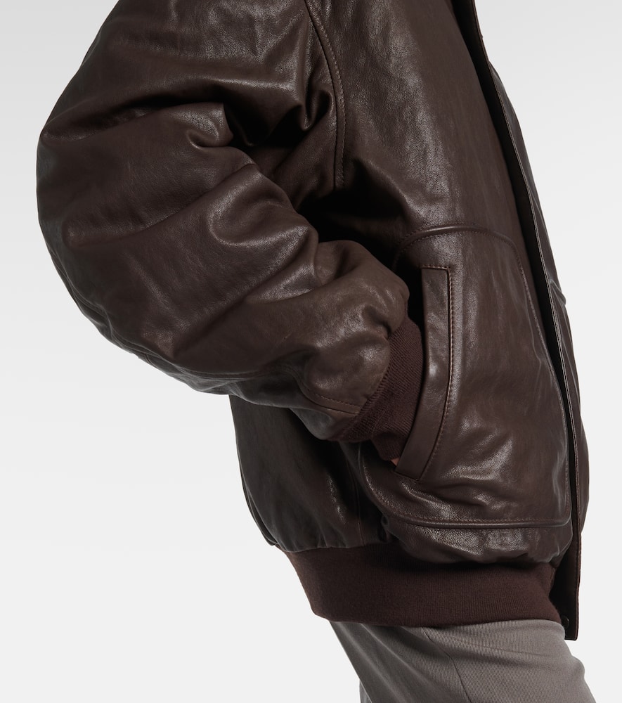 Calvin Klein Johnson Leather Bomber Jacket In Animal Print