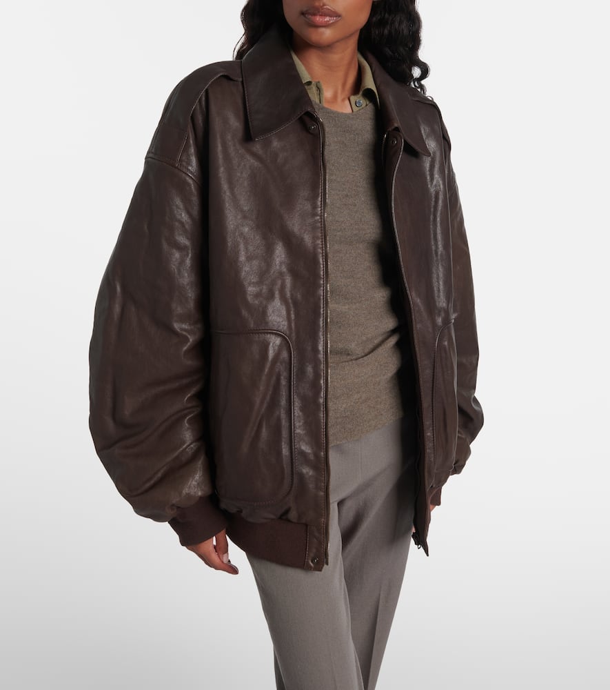 Calvin Klein Johnson Leather Bomber Jacket In Animal Print