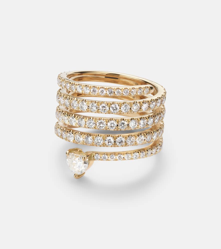 Shay Jewelry Spiral Heart 18kt Gold Pinky Ring With Diamonds In Gold