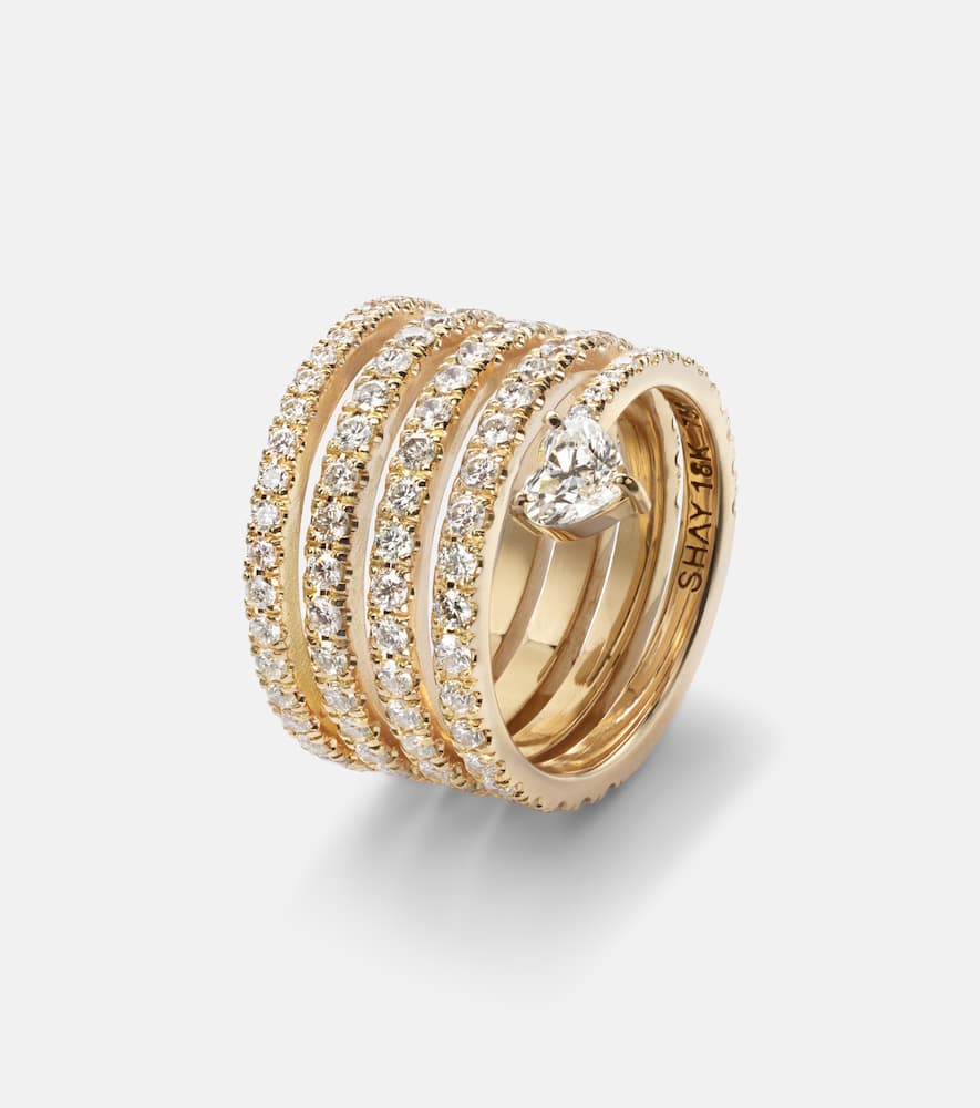 Shay Jewelry Spiral Heart 18kt Gold Pinky Ring With Diamonds In Gold