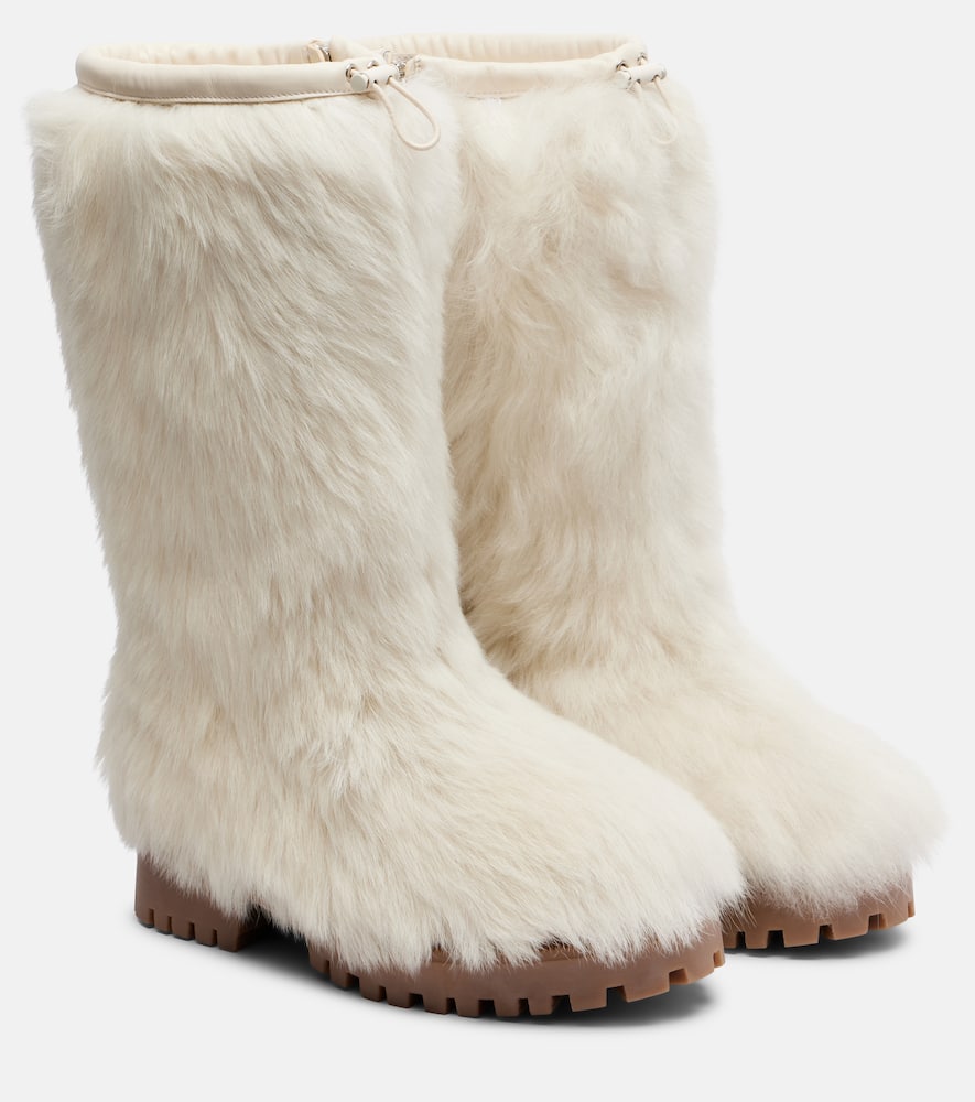Yves Salomon Shearling Mid-calf Boots In White