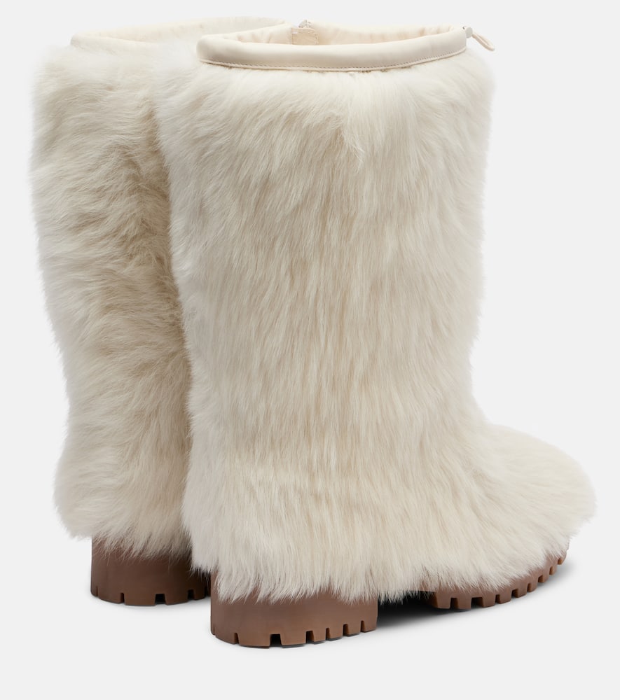 Yves Salomon Shearling Mid-calf Boots In White