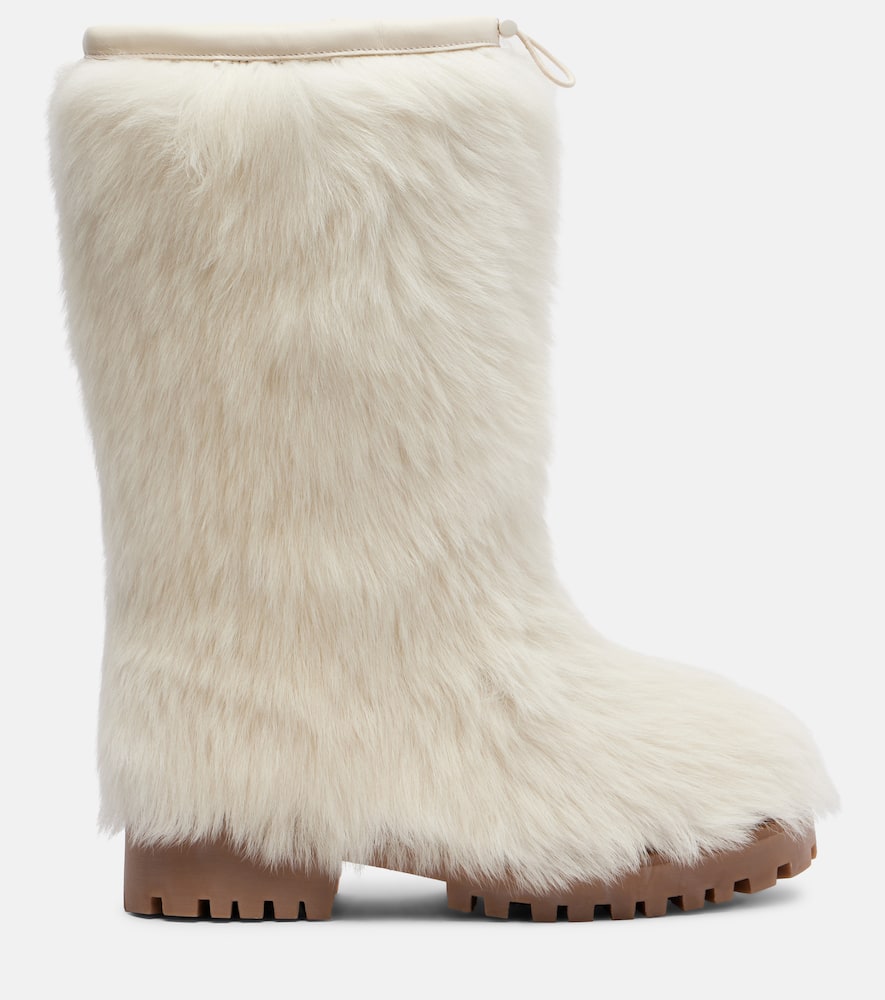 Yves Salomon Shearling Mid-calf Boots In White