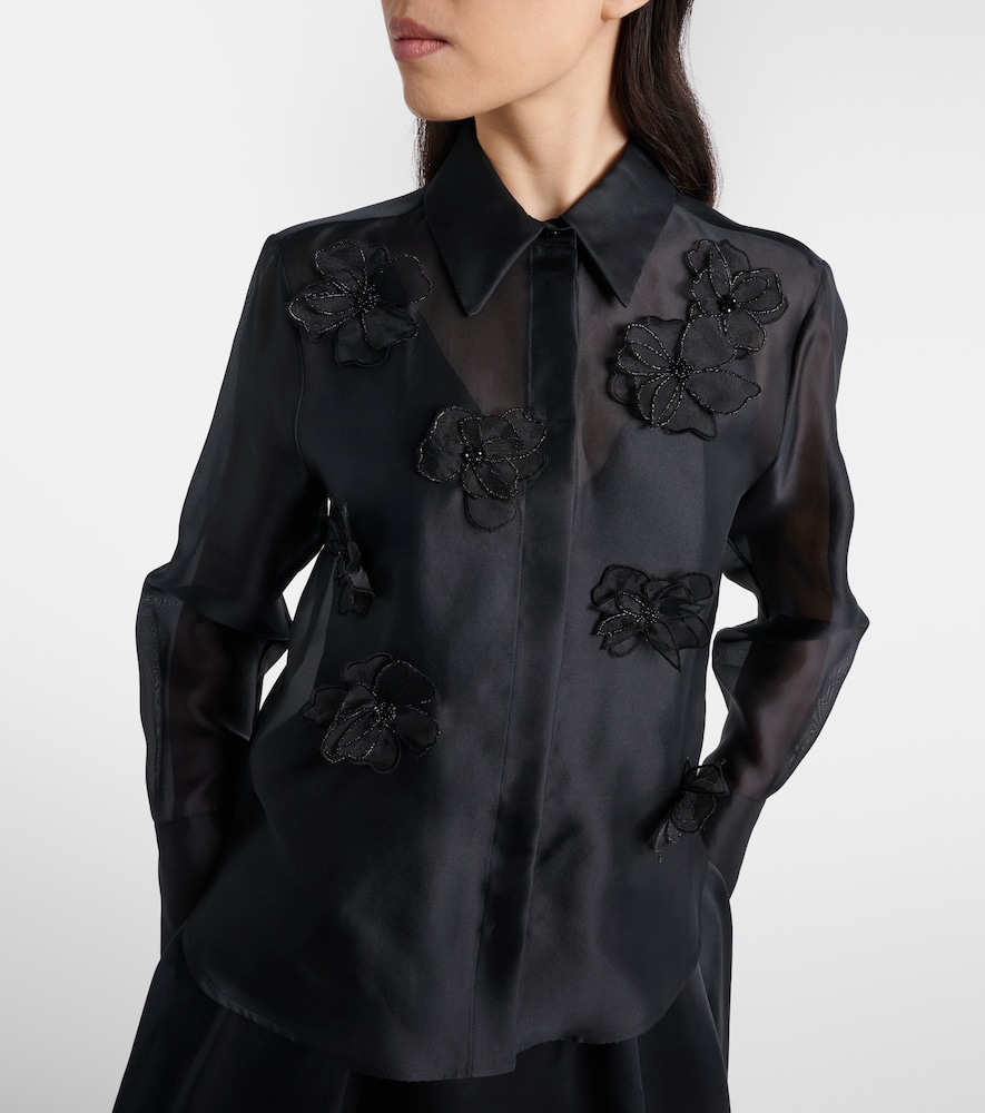  Max Mara Max Mara Agi Embellished Floral-applique Silk Blouse 