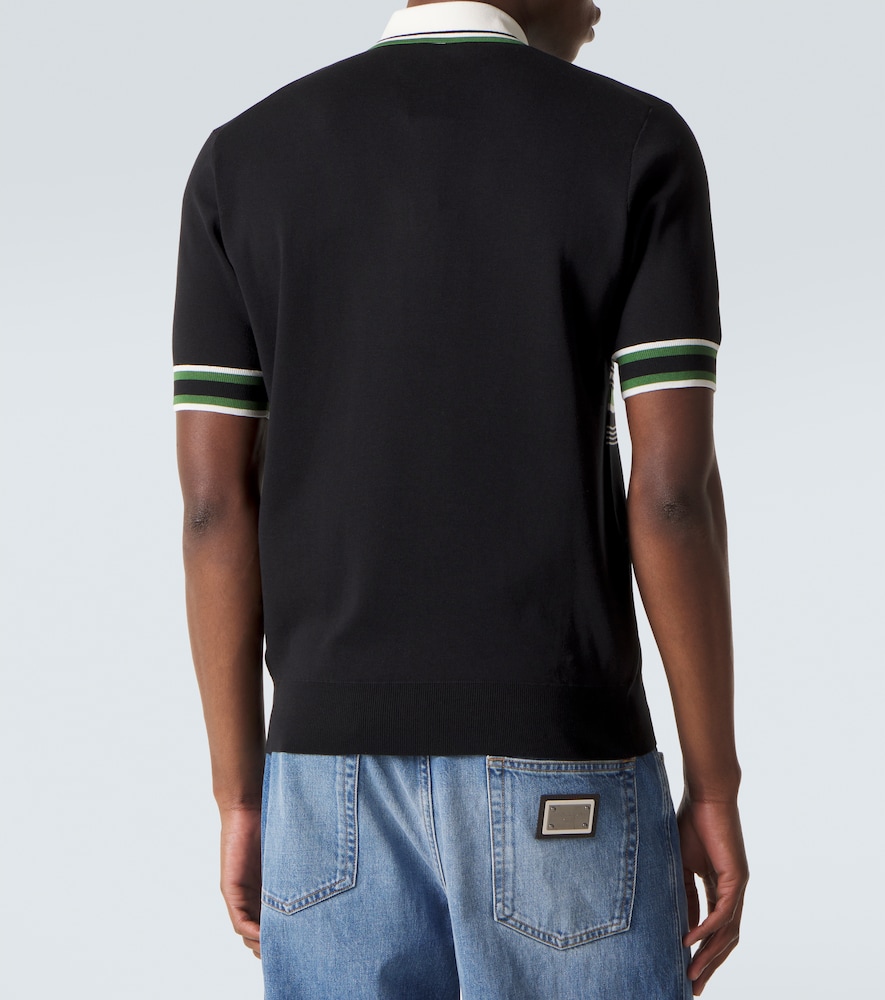  Dolce&gabbana Dolce&gabbana Besticktes Polohemd Aus Seide Und Baumwolle 