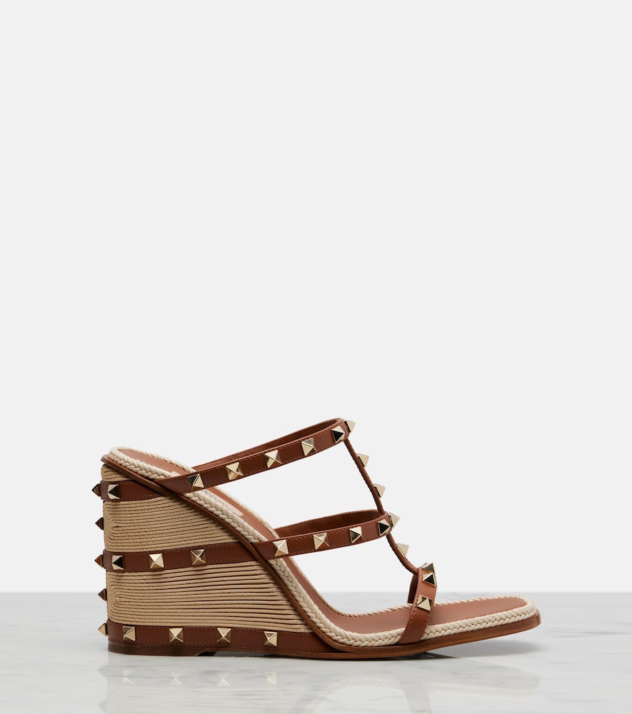 Garavani Rockstud Leather Espadrille Sandals