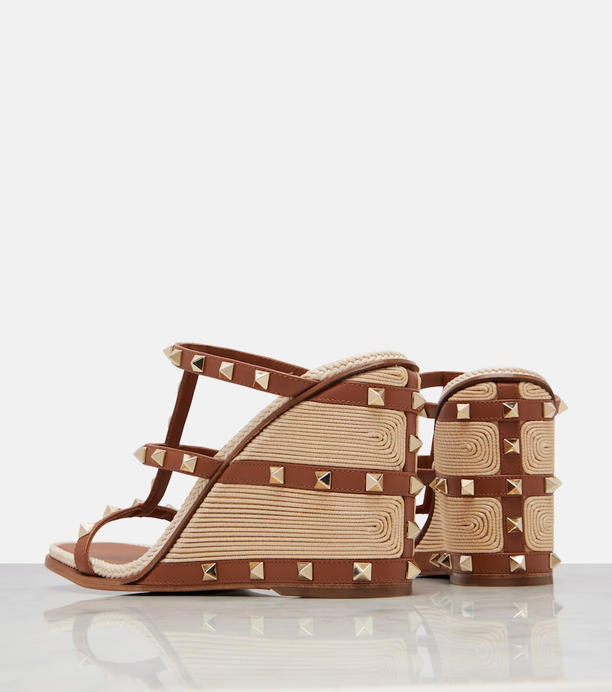 Garavani Rockstud Leather Espadrille Sandals