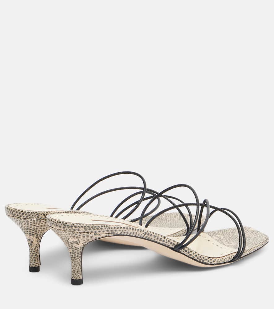 Manolo Blahnik Ninfe 50 Snake-effect Leather Mules In Neutral