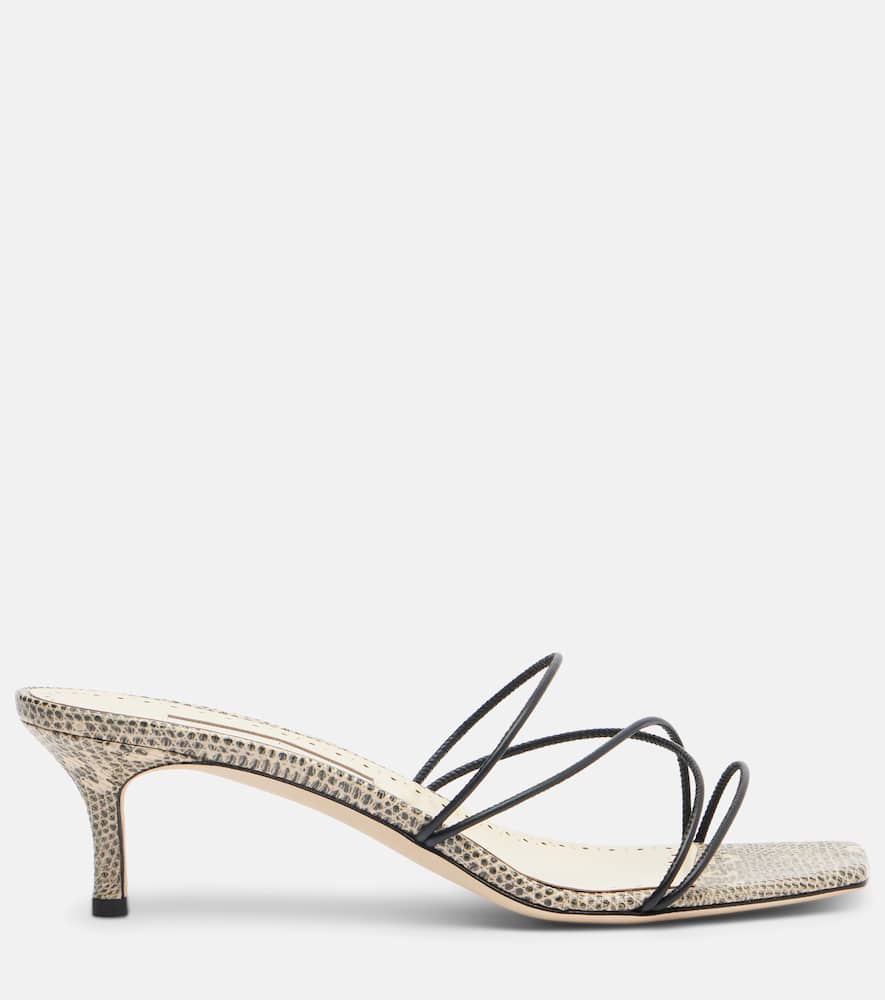 Manolo Blahnik Ninfe 50 Snake-effect Leather Mules In Neutral