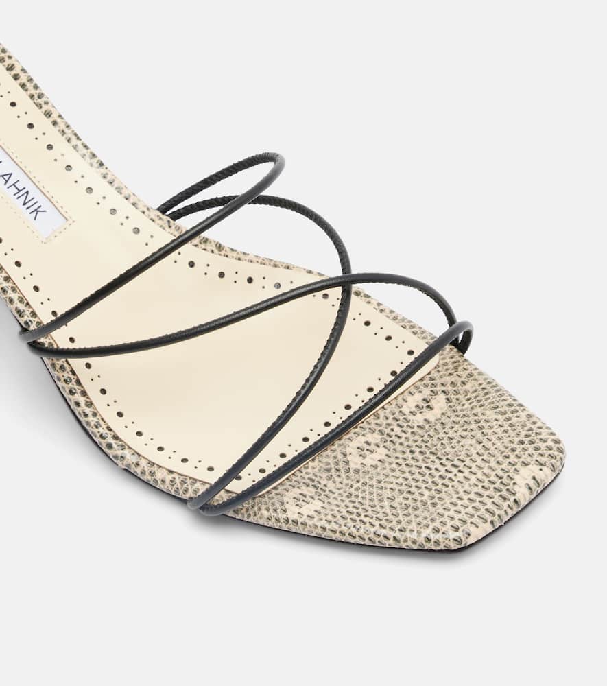 Manolo Blahnik Ninfe 50 Snake-effect Leather Mules In Neutral