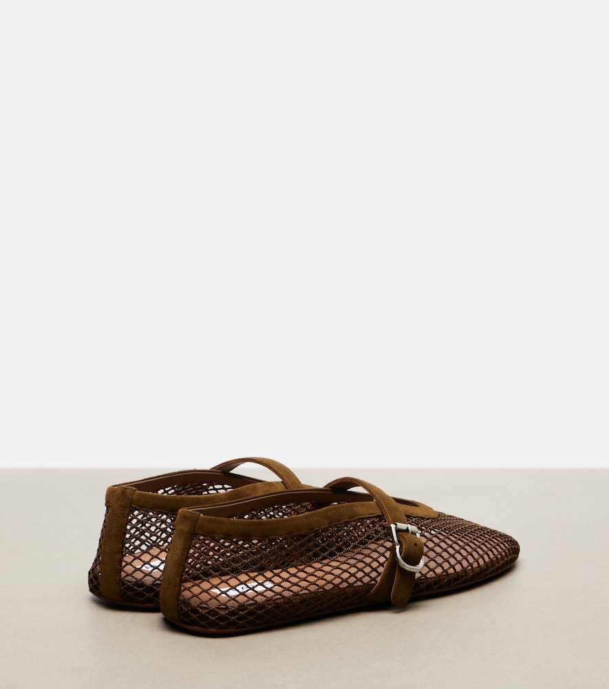  Alaia Alaã¯a Suede-trimmed Fishnet Ballet Flats 