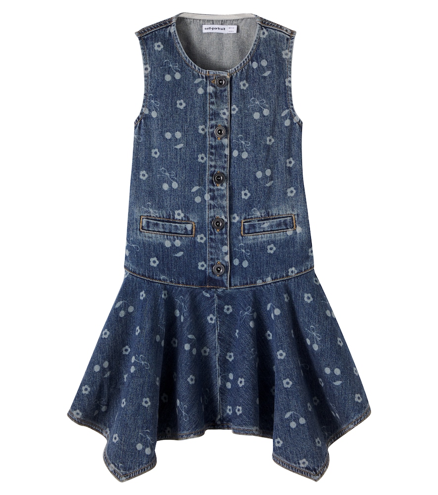 Self-Portrait Kids Blue Printed Denim Dress Y 5/6 - Mytheresa