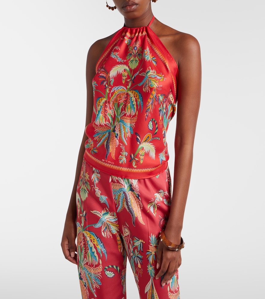 Etro Printed halterneck silk twill top