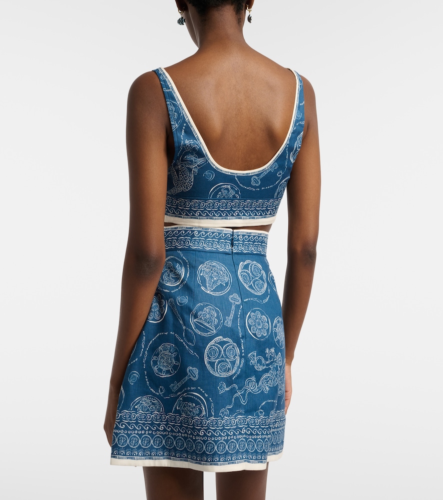  Alemais Alã©mais Lucky Printed Linen Crop Top 