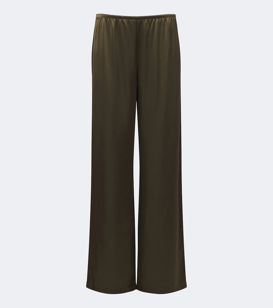 Leset Barb Satin Wide-leg Pants In Green